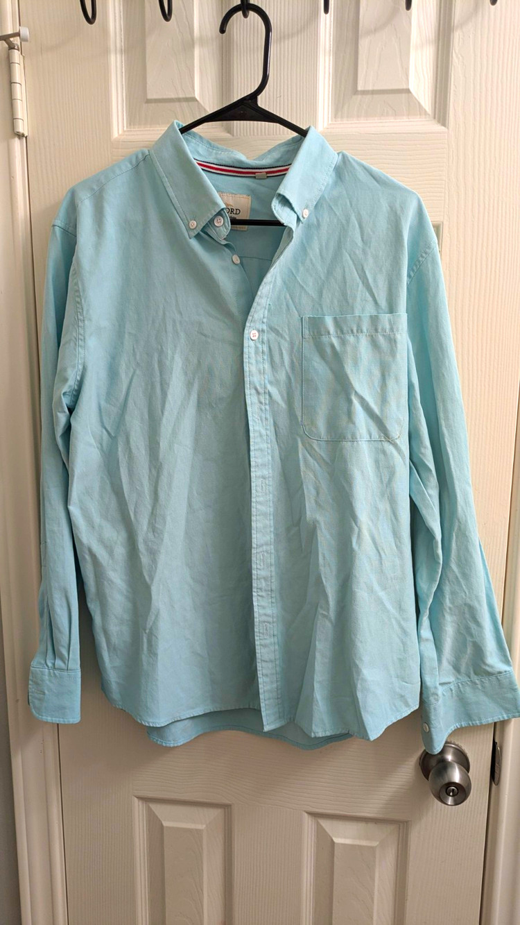Oxford Men's Luxury Collection Light Blue Solid Oxford Button-Down Shirt L